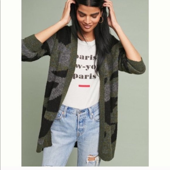 camouflage cardigan sweater